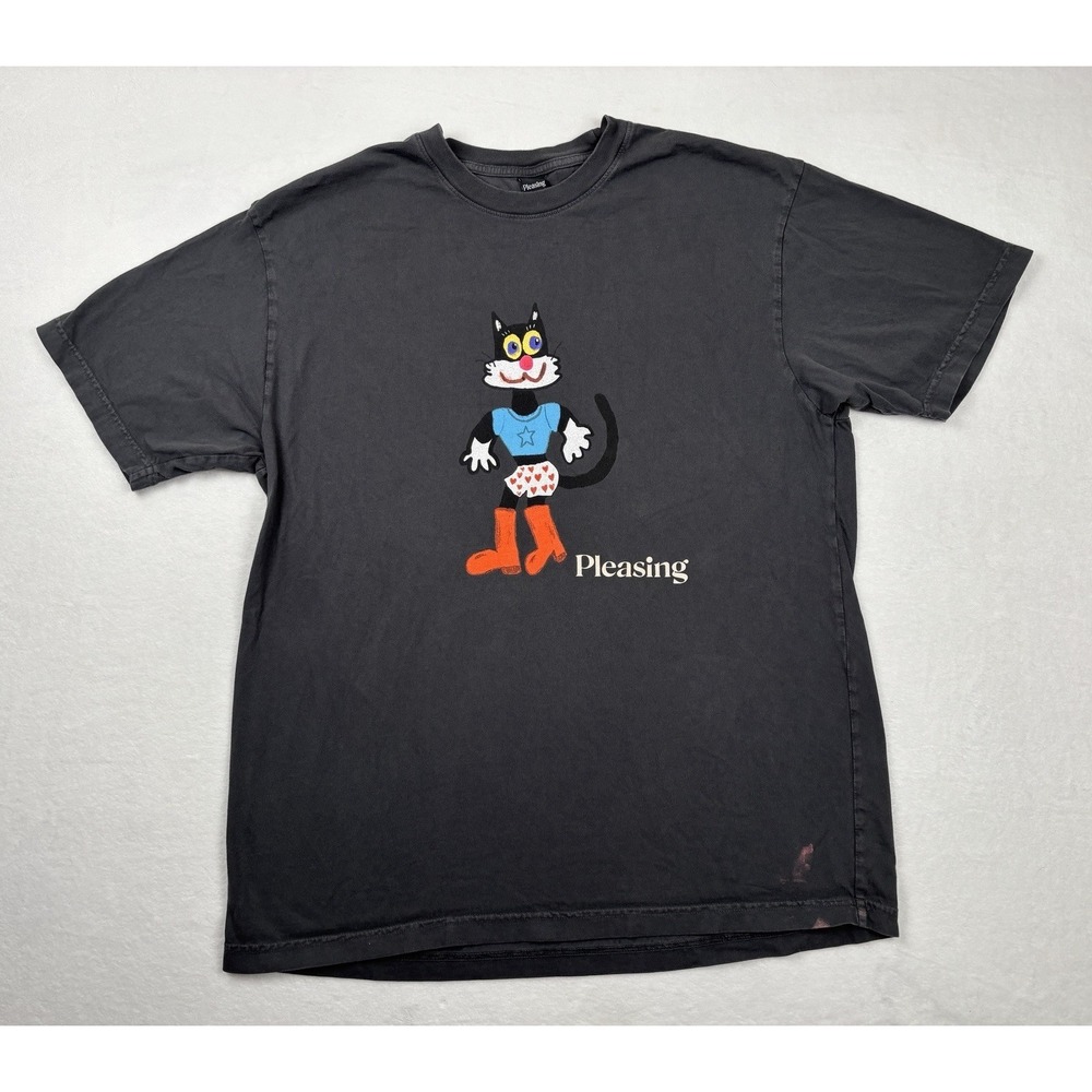 Pleasing Harry Styles Graphic T‎ Shirt Mens Large Black Cartoon Cat